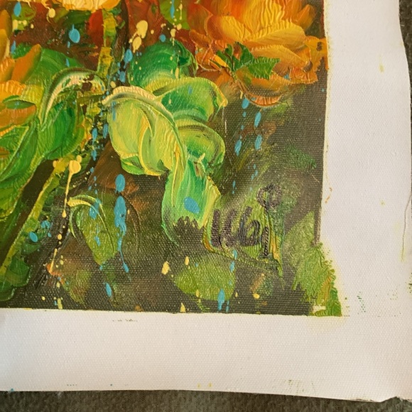 Beautiful floral original oil painting. Approximately 9” x 10 1/2” - Picture 4 of 6